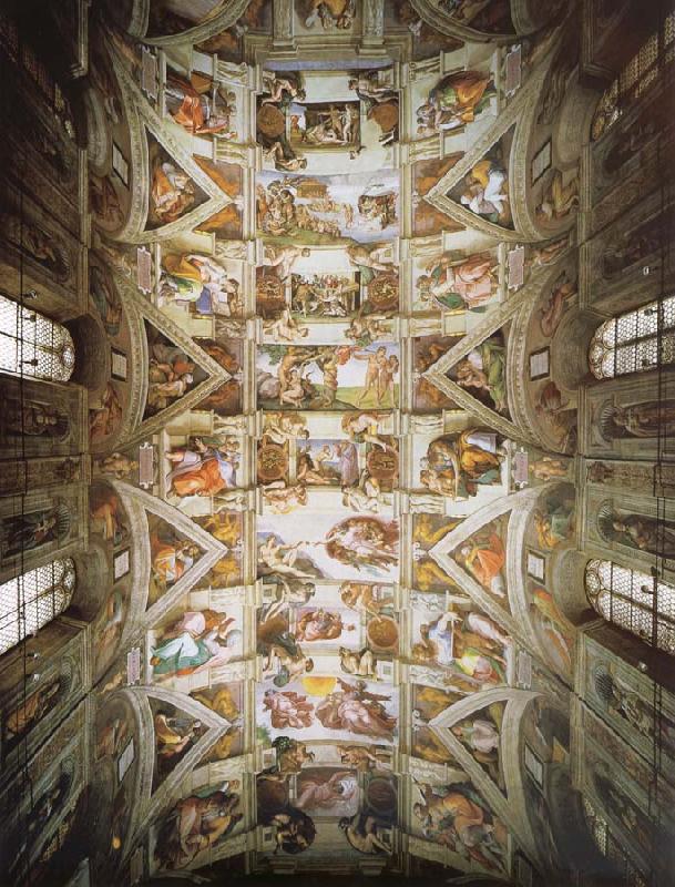 Michelangelo Buonarroti plfond of the Sixtijnse chapel Rome Vatican Sweden oil painting art